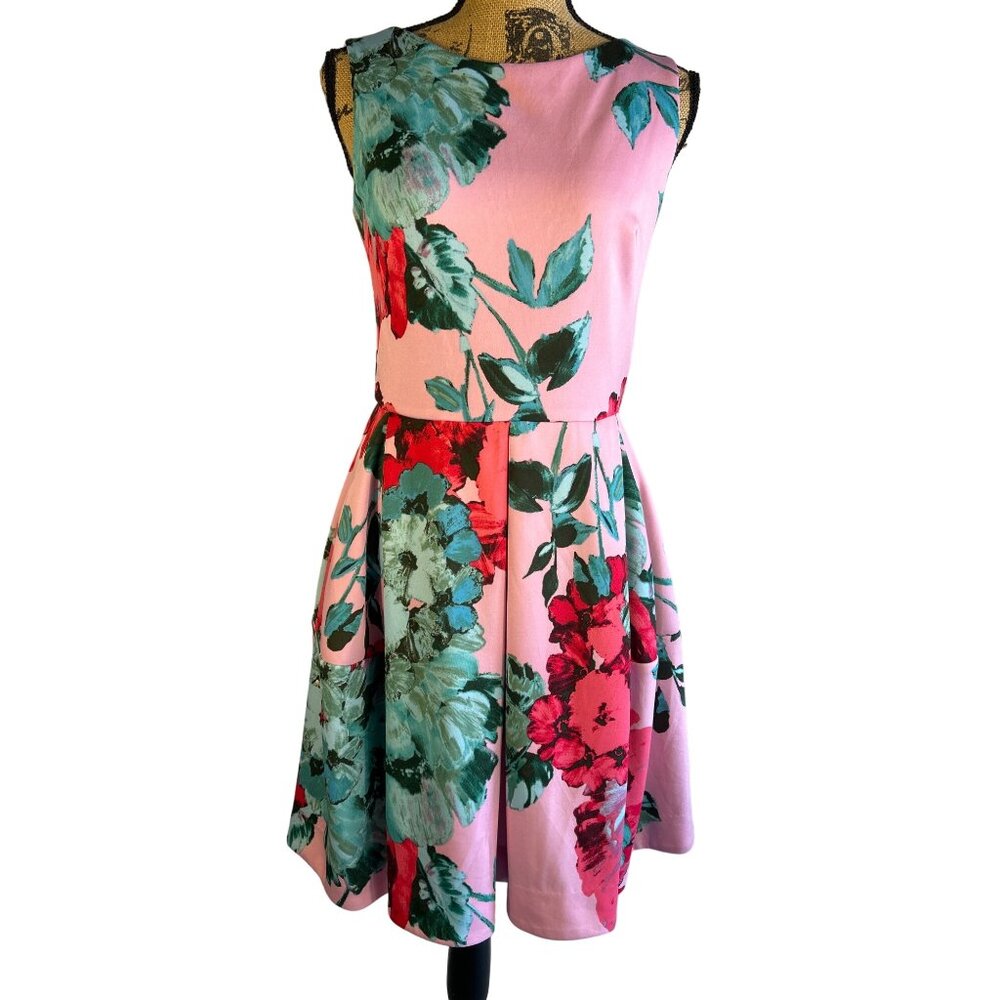 Taylor Pink & Floral Sleeveless Dress Size 6